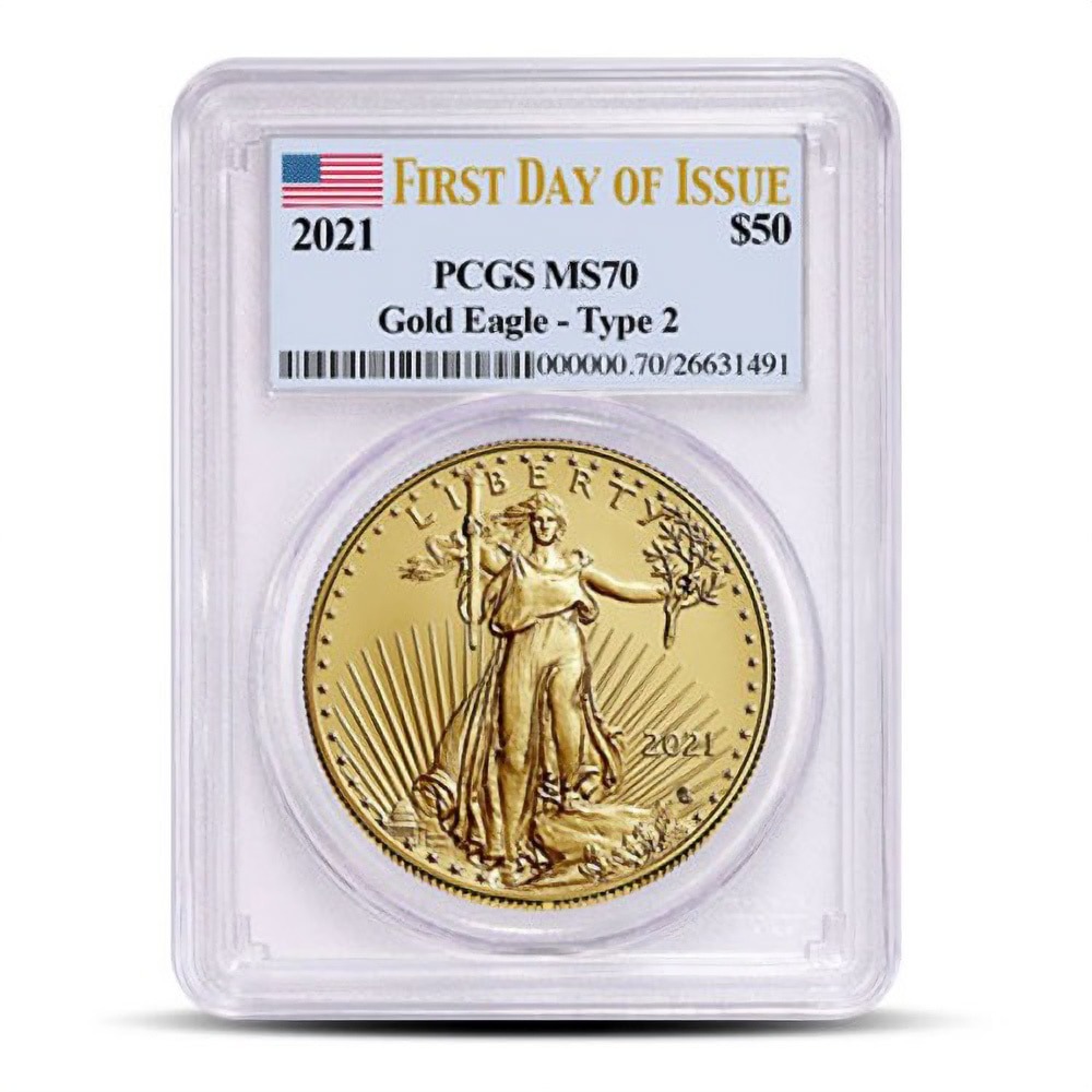 2021 1 oz American Gold Eagle Coin PCGS MS70 FDOI (Type 2) - Image 2