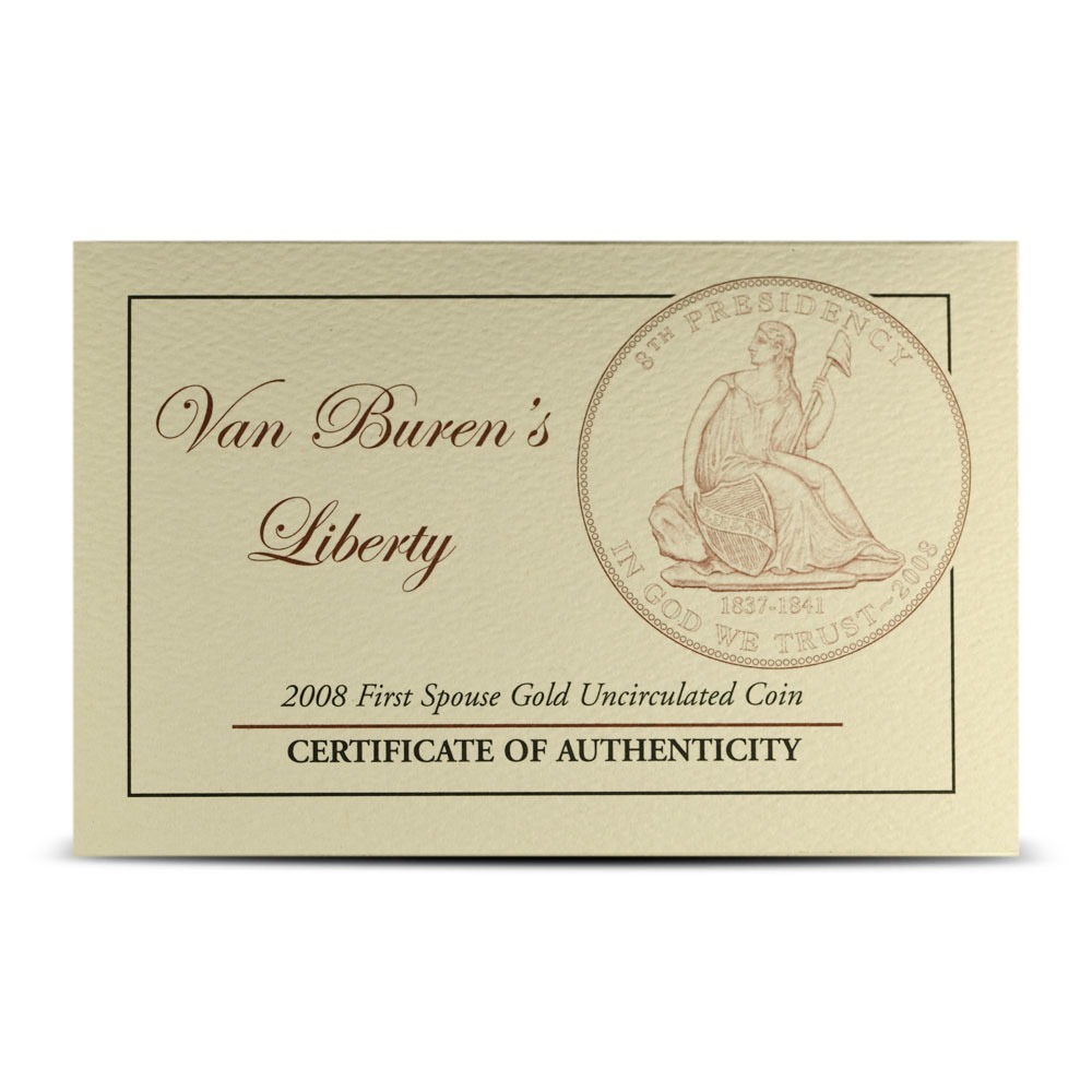 2008-W 1/2 oz US Mint First Spouse Van Buren's Liberty Gold Coin (Box + CoA) - Image 4