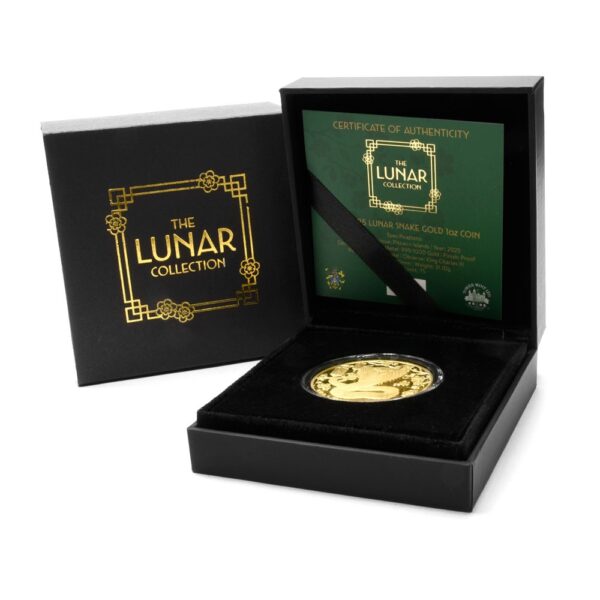 2025 1 oz Proof Pitcairn Islands Gold Lunar Year of the Snake Coin (Box + CoA) - Image 2