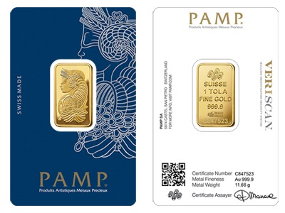 1 Tola PAMP Lady Fortuna Gold Bar