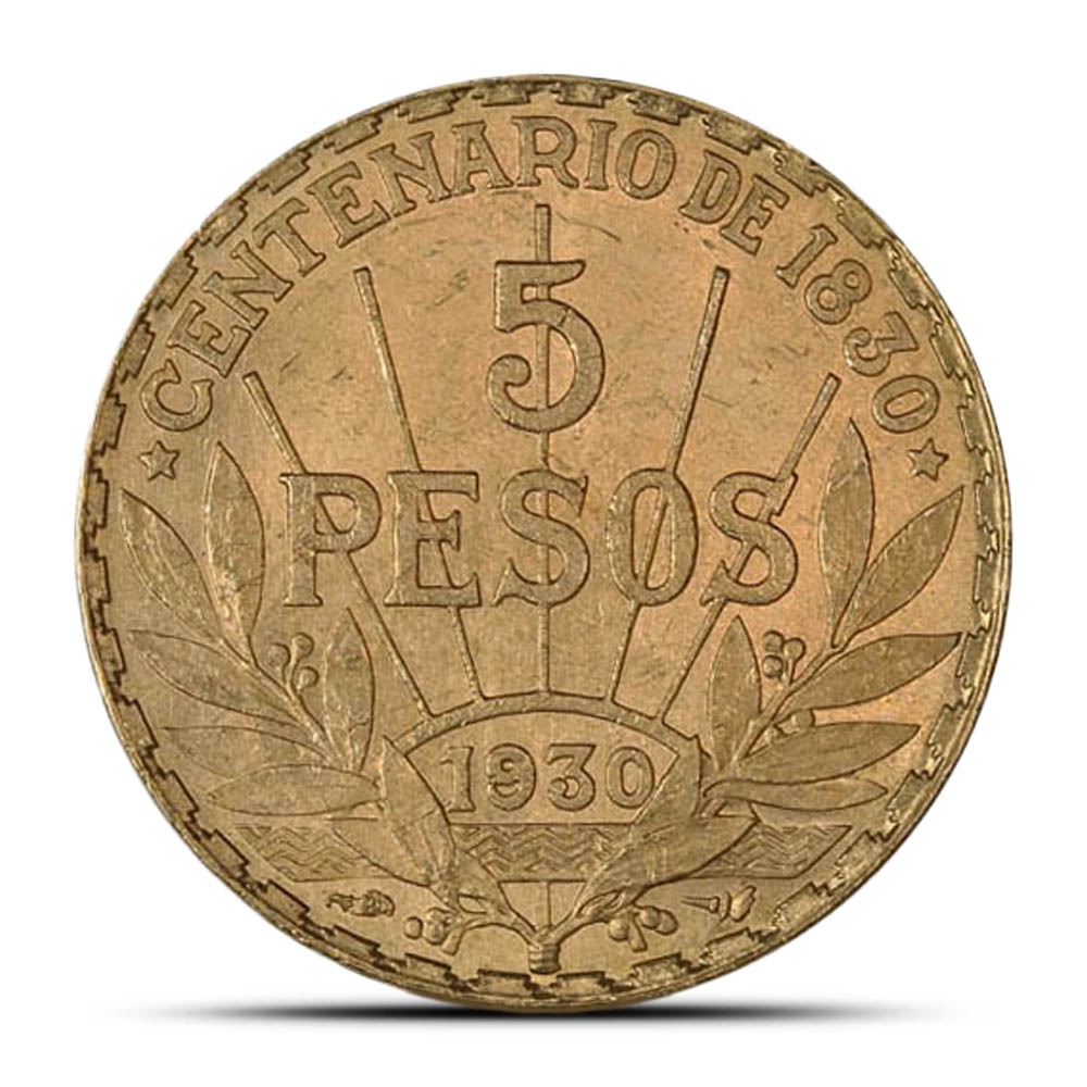 Buy 1930 5 Peso Uruguay Gold Coin (XF+) - Image 2