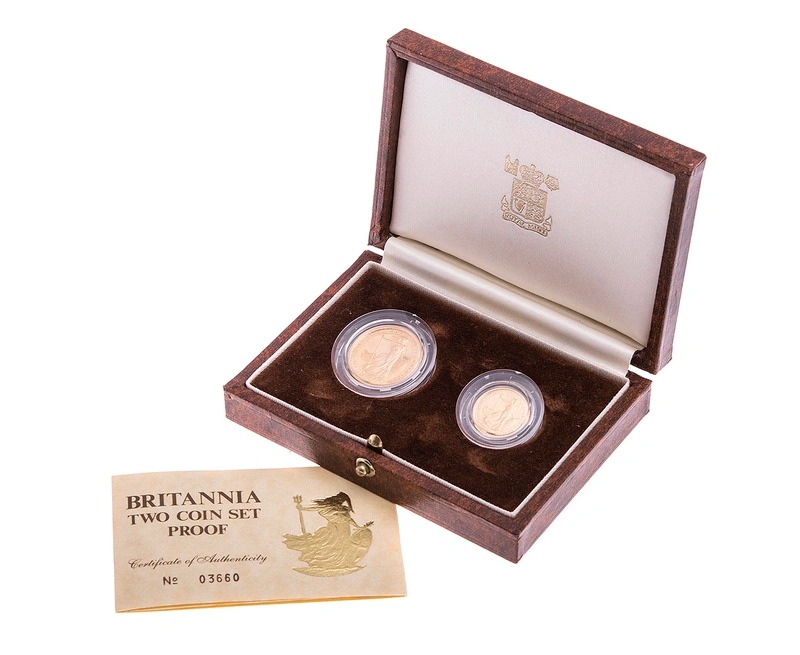 1987 Proof Gold Britannia 2 Coin Set