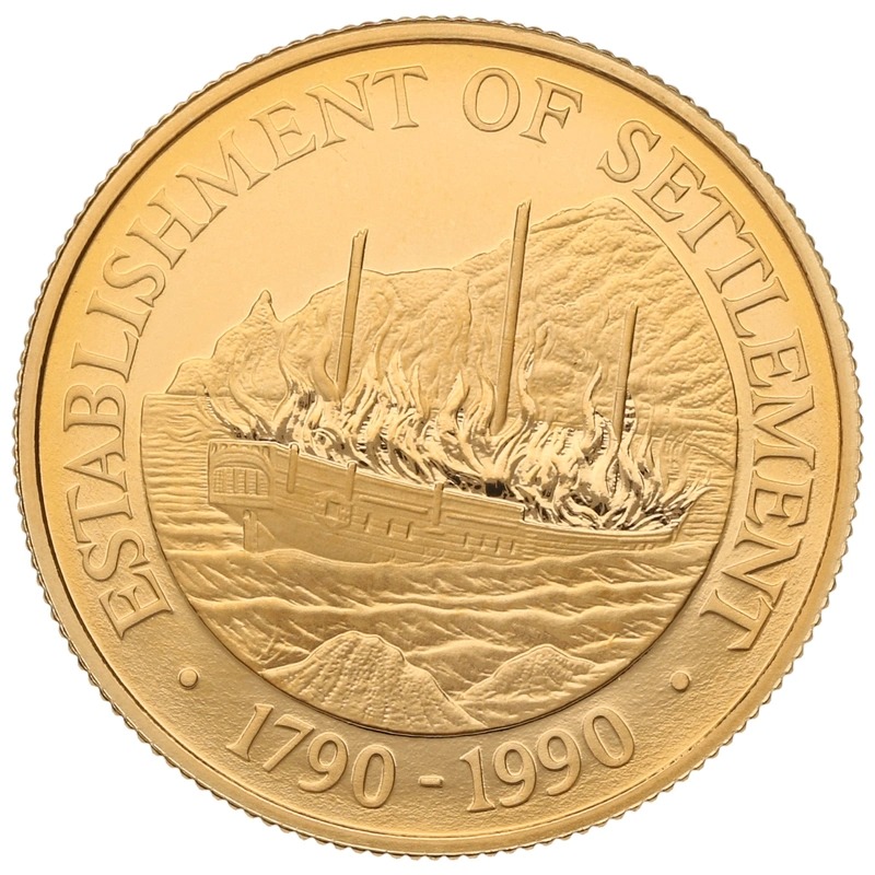 1990 Pitcairn Islands $250 Bicentenary of the First Settlement Gold Proof Coin Boxed - Image 3