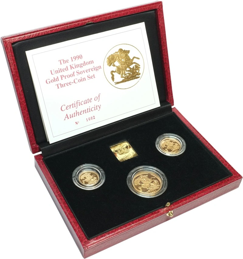 1990 Proof Gold Sovereign 3 Coin Set
