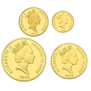 1992 Solomon Islands 50th Anniversary Battle of Coral Sea 4 Coin Gold Proof Set Boxed