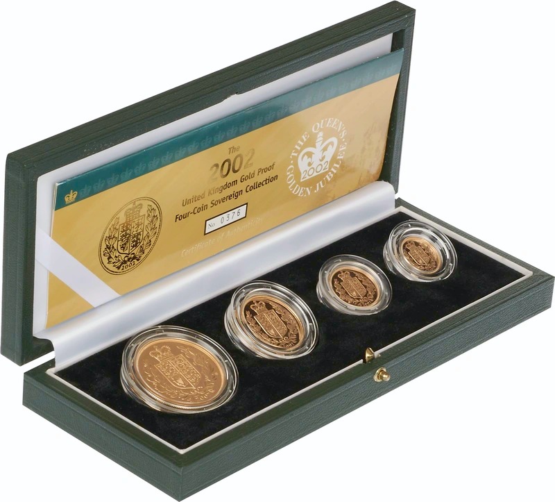 2002 Proof Gold Sovereign 4 Coin Set