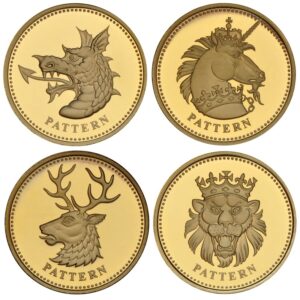 Proof Gold £1 Pound Coin Set Heraldic Beasts & Bridges 8 Coin Set 2003-2004 Boxed
