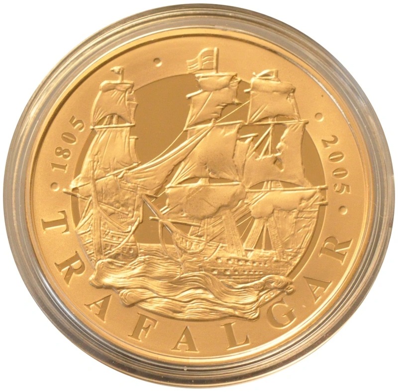 2005 Twin Gold £5 Proof Crown set Nelson and Trafalgar 200th Anniversary Boxed - Image 3