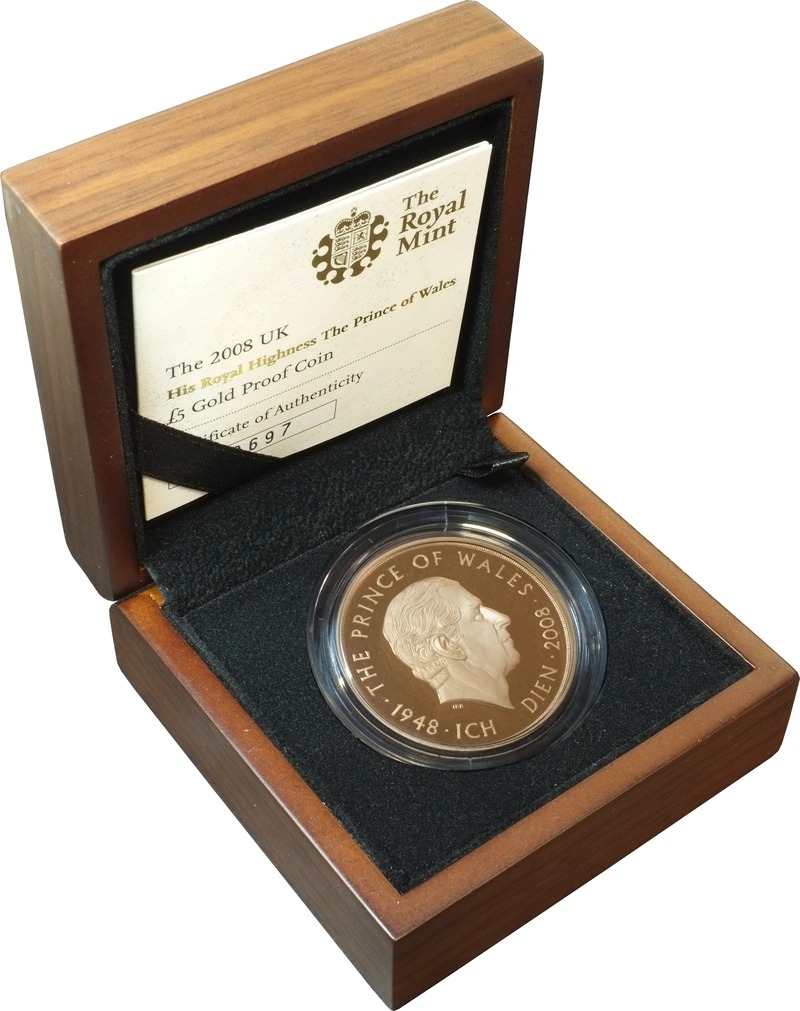 2008 Proof Gold Crown £5 Coin Prince
