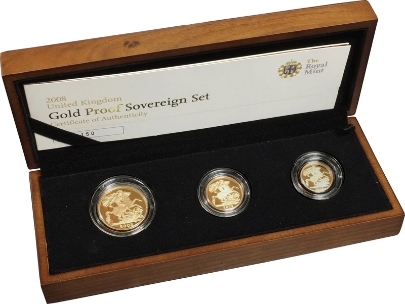 2008 Proof Gold Sovereign 3 Coin Set