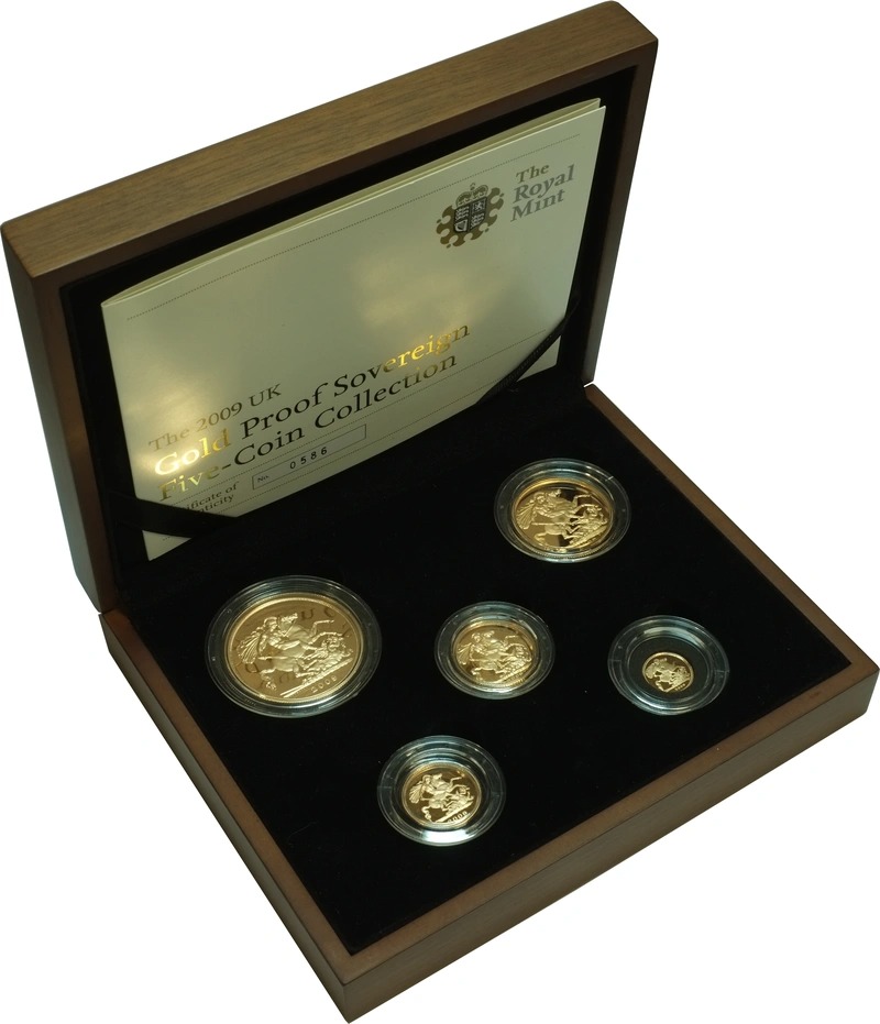 2009 Proof Gold Sovereign 5 Coin Set