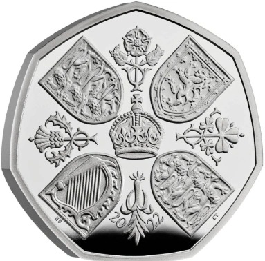 2022 Her Majesty Queen Elizabeth II Memorial Fifty Pence Proof Platinum Coin Boxed - Image 2