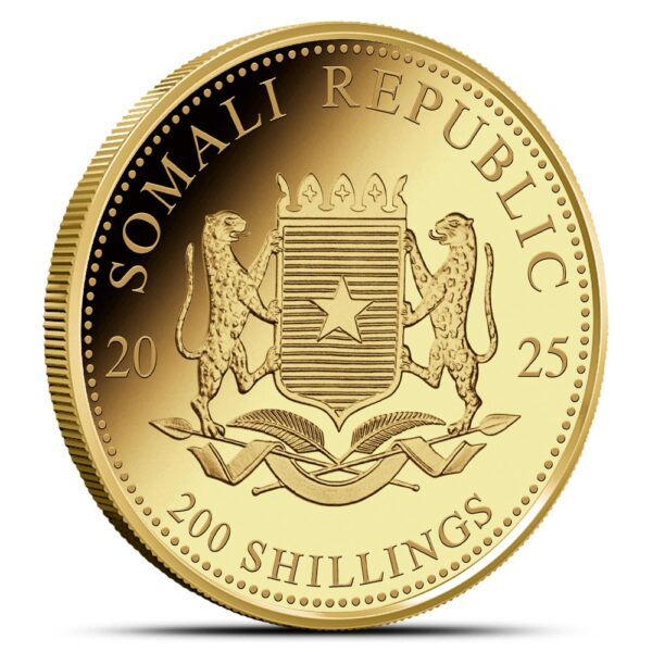 2025 1/4 oz Somalia Gold Elephant Coin (BU) - Image 2