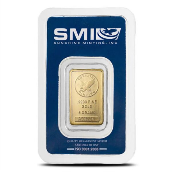 Buy 5 Gram Sunshine Gold Bar (New w/ Assay, MintMark SI) - Image 2