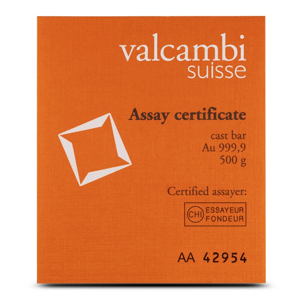 Buy 500 Gram Valcambi Cast Gold Bar (New w/ Assay) - Image 3