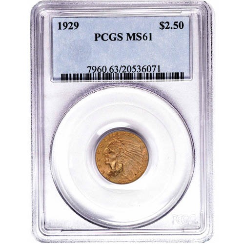 Buy Pre-33 $2.50 Indian Gold Quarter Eagle Coin (MS61, PCGS or NGC) - Image 2