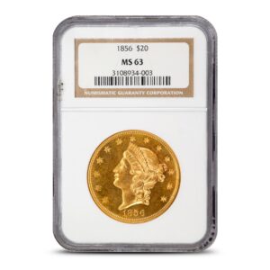 1856 Pre-33 $20 Liberty Gold Double Eagle Coin NGC MS63