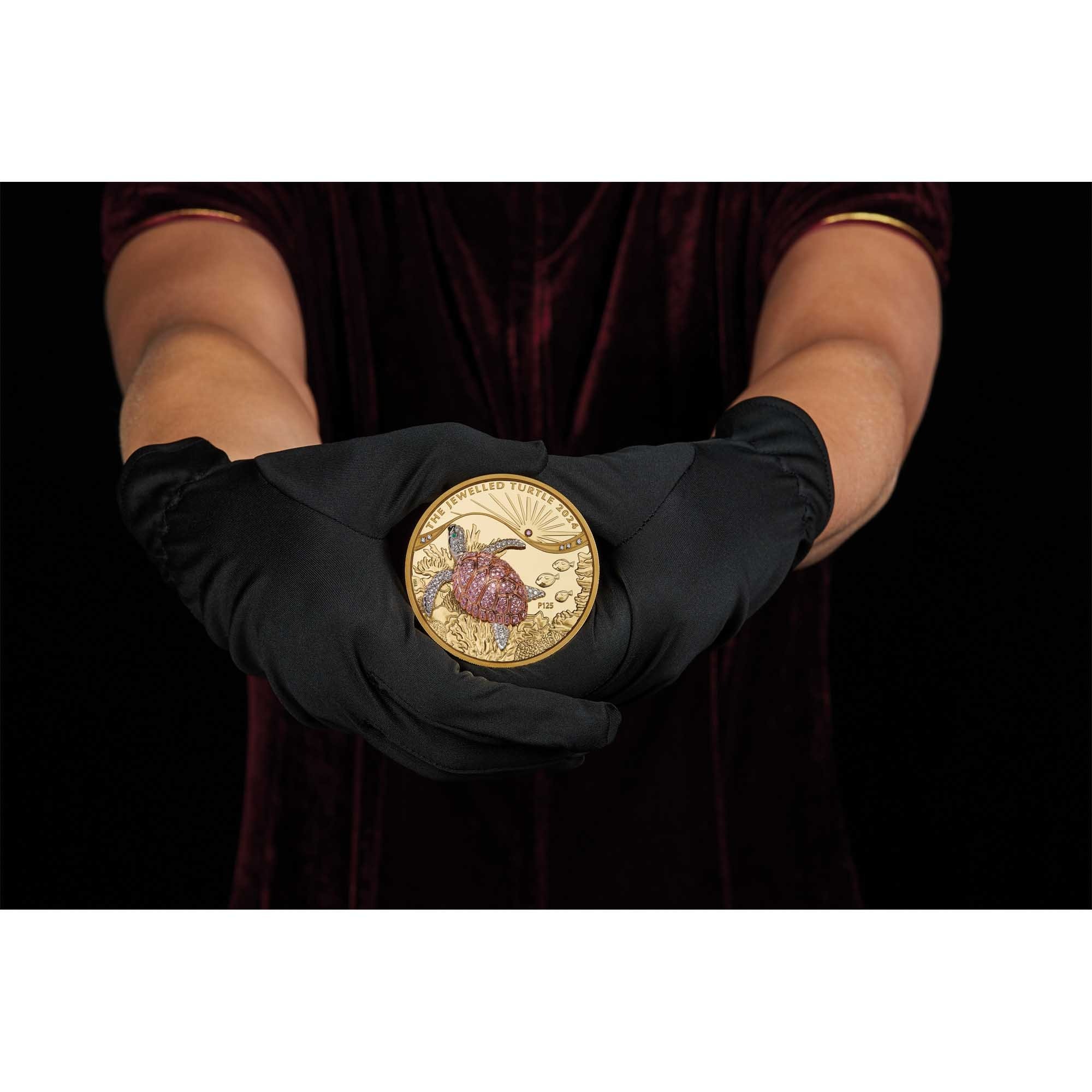 2024 10 oz Proof Jewelled Turtle Gold Coin - Image 11