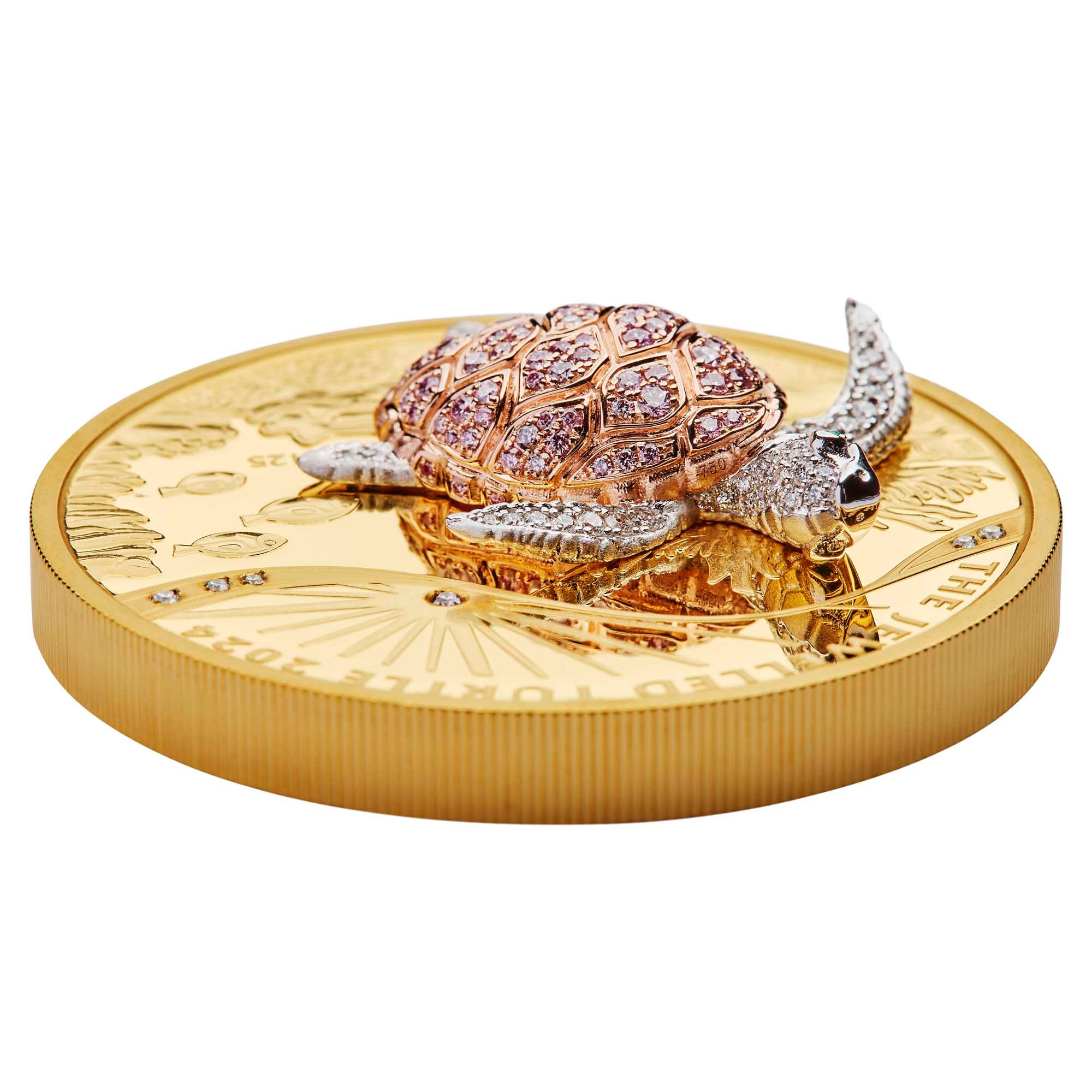 2024 10 oz Proof Jewelled Turtle Gold Coin - Image 4