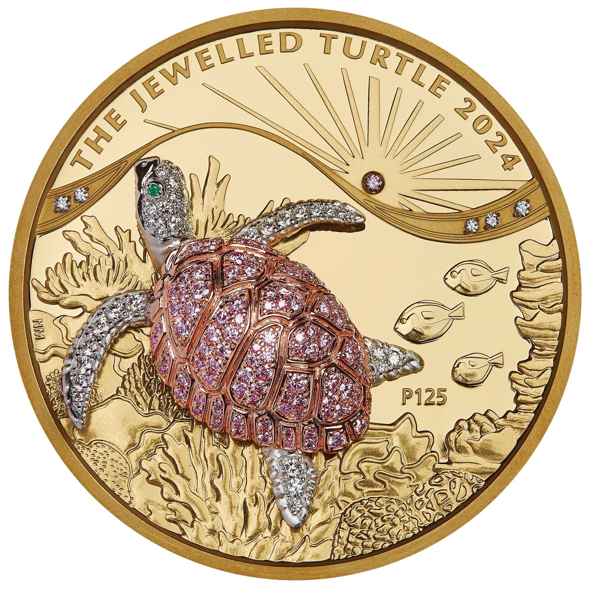 2024 10 oz Proof Jewelled Turtle Gold Coin - Image 3