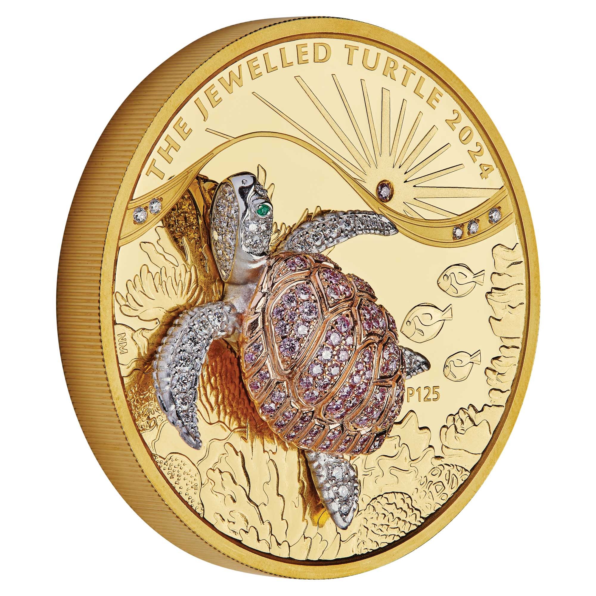 2024 10 oz Proof Jewelled Turtle Gold Coin - Image 2